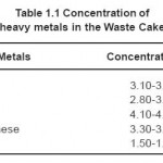 Table 1.1 Concentration of heavy metals in the Waste Cake